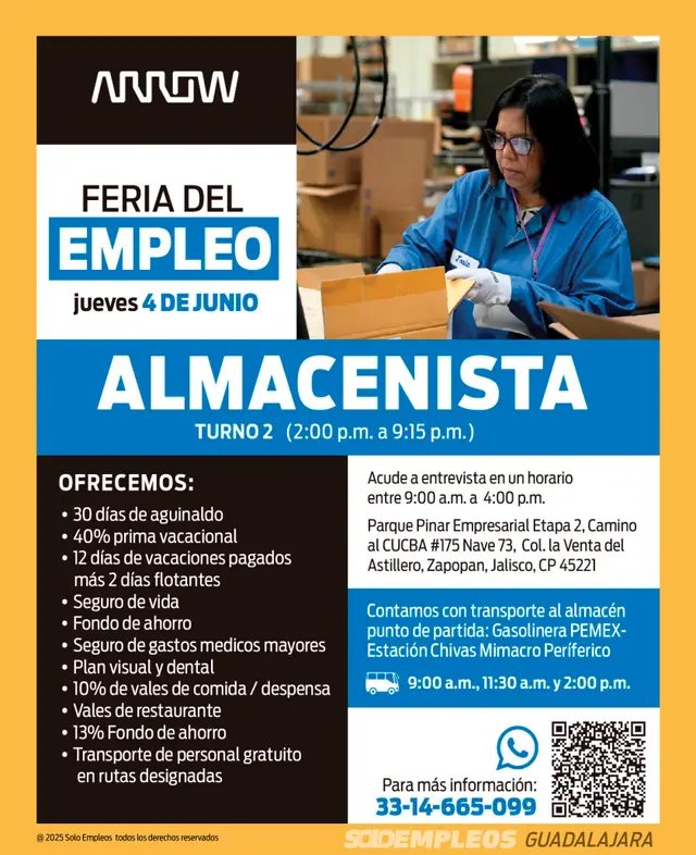 Vacante de empleo en Guadalajara publicada el 2026-05-29 en Solo Empleos