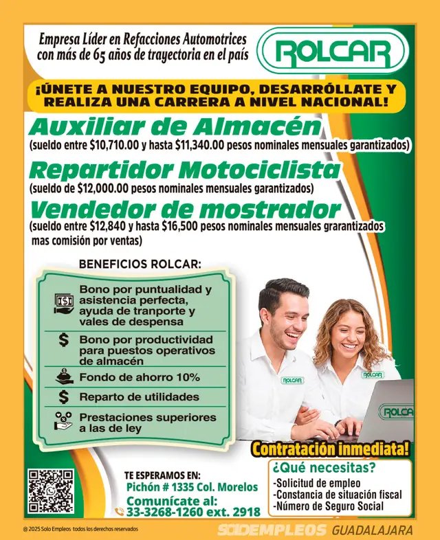 Vacante de empleo en Guadalajara publicada el 2026-05-29 en Solo Empleos