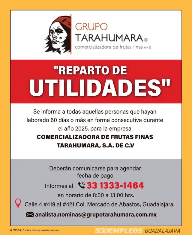 Vacante de empleo en Guadalajara publicada el 2026-05-29 en Solo Empleos