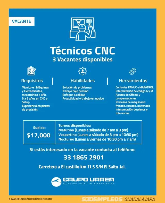 Vacante de empleo en Guadalajara publicada el 2026-05-29 en Solo Empleos