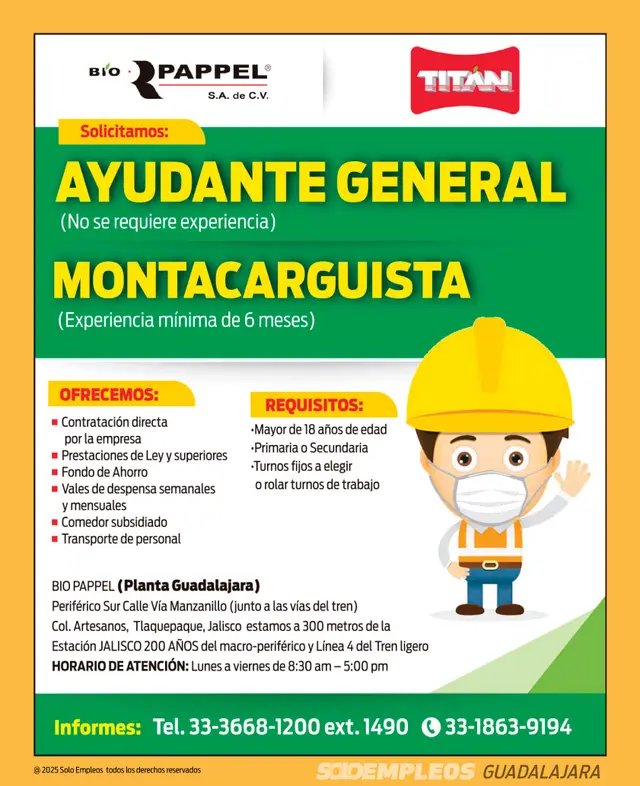 Vacante de empleo en Guadalajara publicada el 2026-05-29 en Solo Empleos