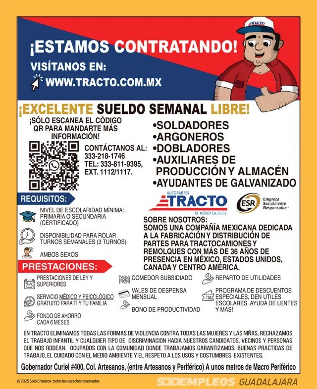 Vacante de empleo en Guadalajara publicada el 2026-05-29 en Solo Empleos