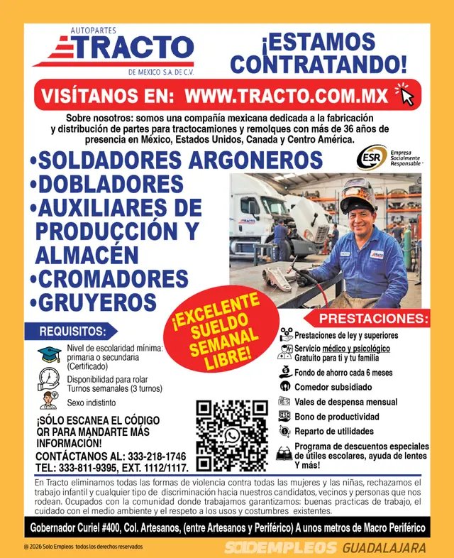 Vacante de empleo en Guadalajara publicada el 2026-07-17 en Solo Empleos