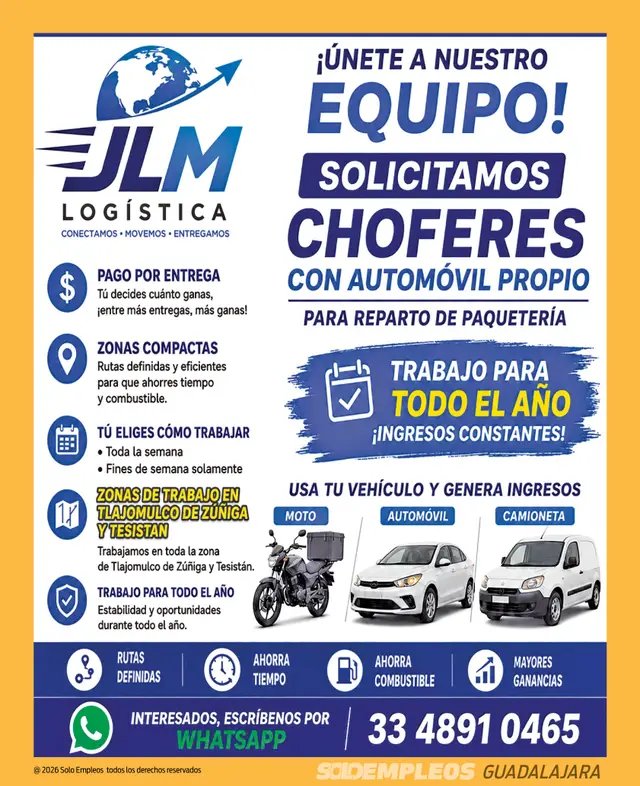 Vacante de empleo en Guadalajara publicada el 2026-07-17 en Solo Empleos