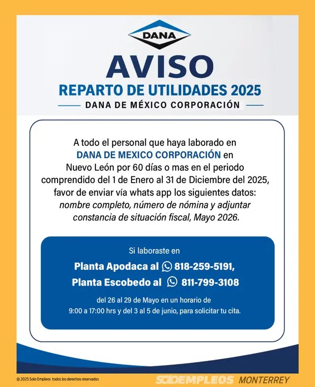 Vacante en Monterrey publicada el 2026-05-22