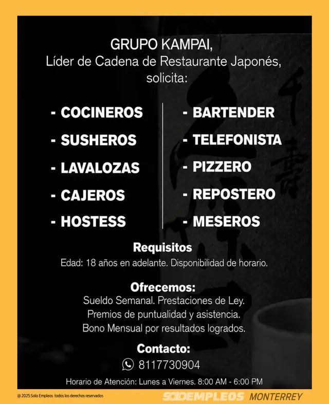 Vacante en Monterrey publicada el 2026-05-22
