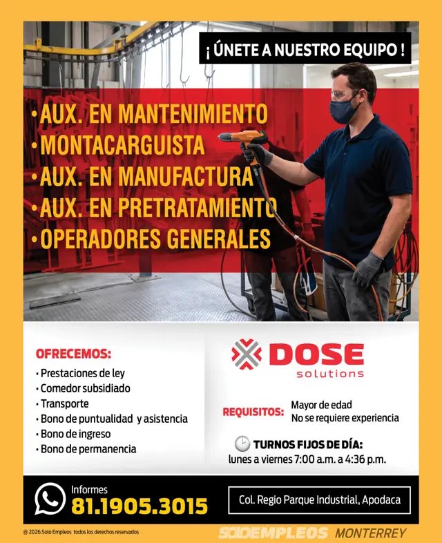 Vacante de empleo en Monterrey publicada el 2026-07-10 en Solo Empleos